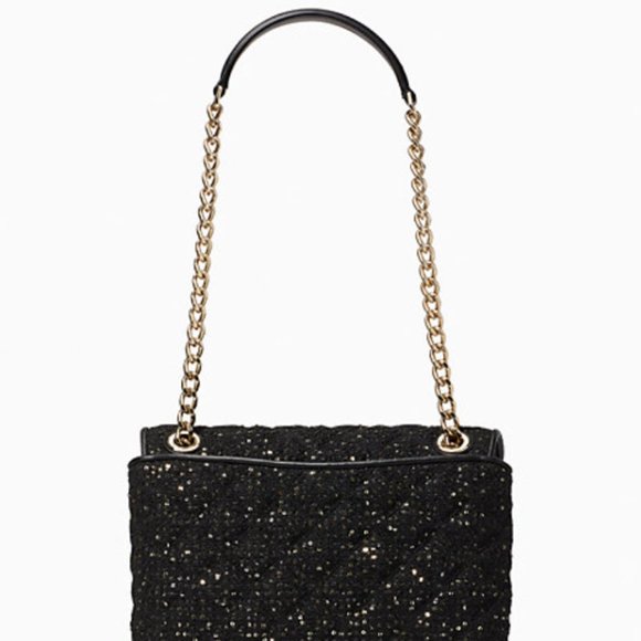 KATE SPADE NATALIA Small TWEETED FLAP SHOUDLER BAG BLACK - Picture 6 of 6